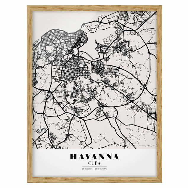 Wandbilder Stadtplan Havanna - Klassik