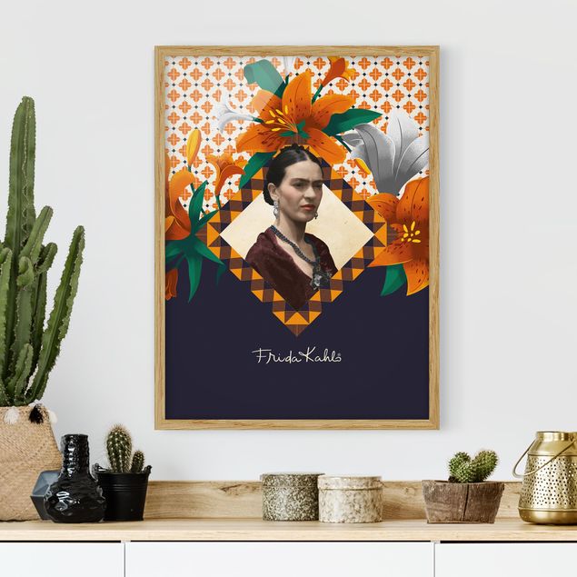 Gerahmte Kunstdrucke Frida Kahlo - Lilien