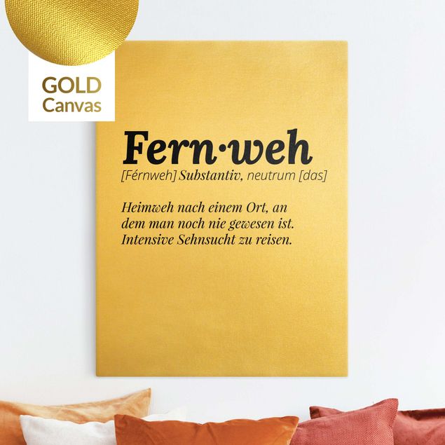 Leinwandbild Gold - Die Definition von Fernweh - Hochformat 3:4