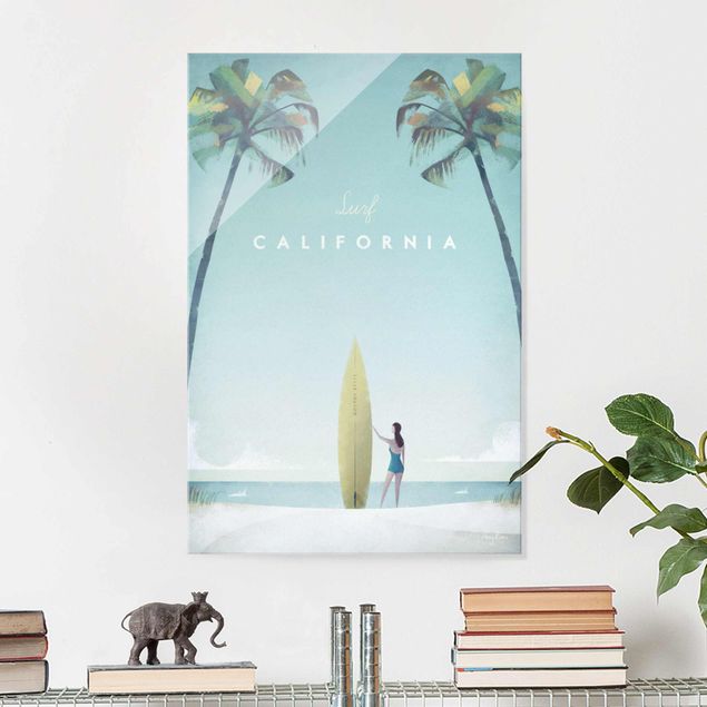 Strand Glasbilder Reiseposter - California