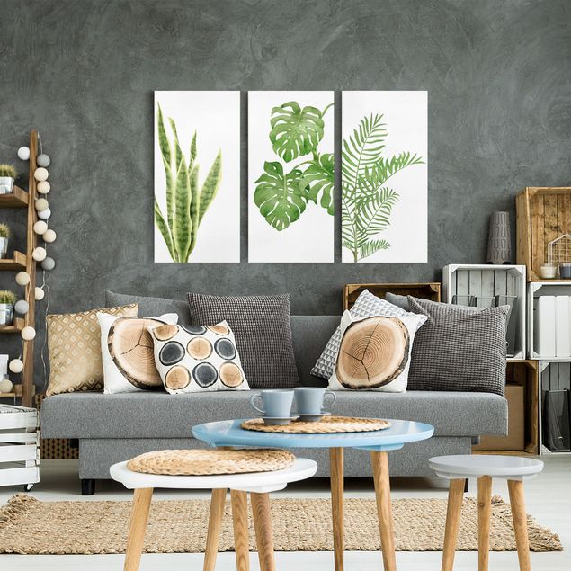 Wandbilder Wohnzimmer modern Aquarell Pflanzen