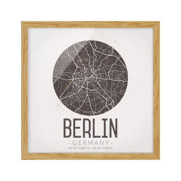 Schöne Wandbilder Stadtplan Berlin - Retro