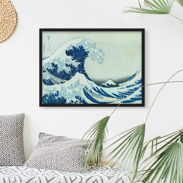 Vintage Bilder mit Rahmen Katsushika Hokusai - Die grosse Welle von Kanagawa