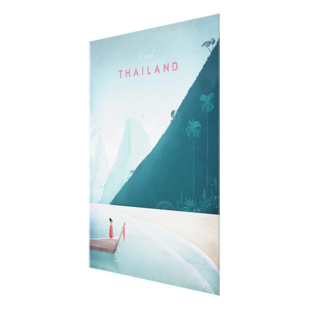 Glas Wandbilder Reiseposter - Thailand