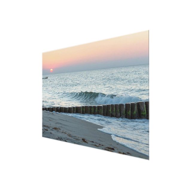 Glas Wandbilder Sonnenuntergang am Meer