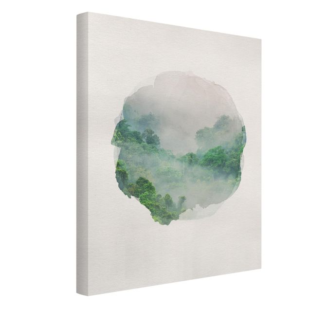Wandbilder Wald Wasserfarben - Dschungel im Nebel