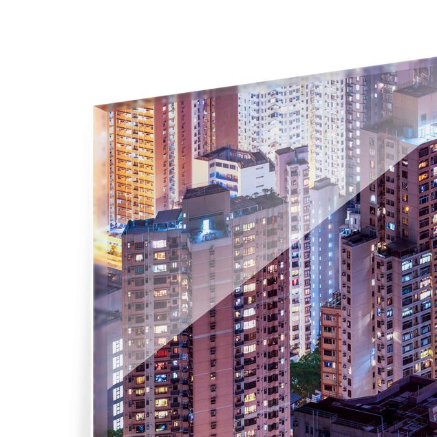 Glasbild - Hongkong Lichtermeer - Querformat 4:3