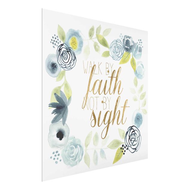 Schöne Wandbilder Blumenkranz mit Spruch - Faith