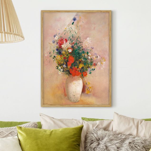 Bild mit Rahmen Odilon Redon Odilon Redon - Vase mit Blumen (rosenfarbener Hintergrund)