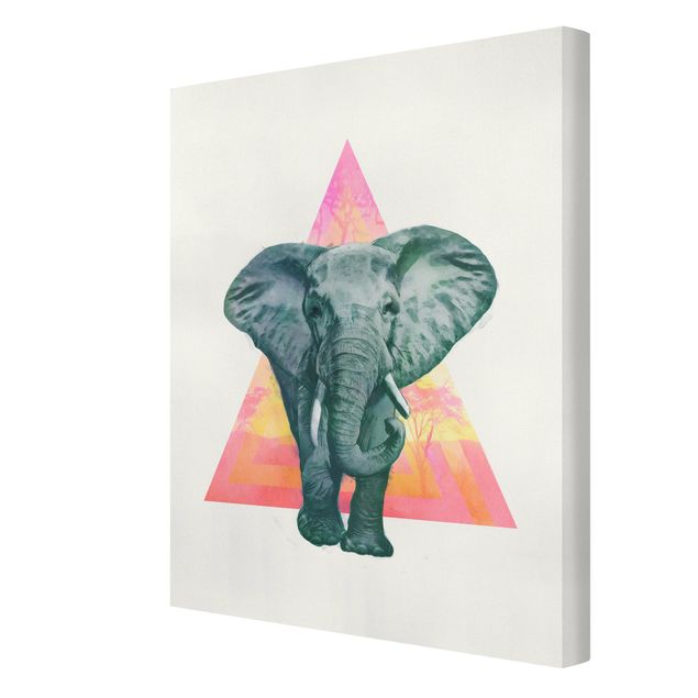 Leinwandbilder Tier Illustration Elefant vor Dreieck Malerei