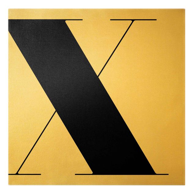 Leinwandbild Gold - Antiqua Letter X - Quadrat 1:1