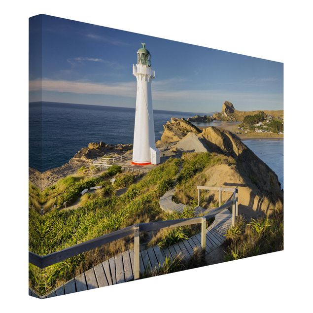 Strand Bild auf Leinwand Castle Point Leuchtturm Neuseeland