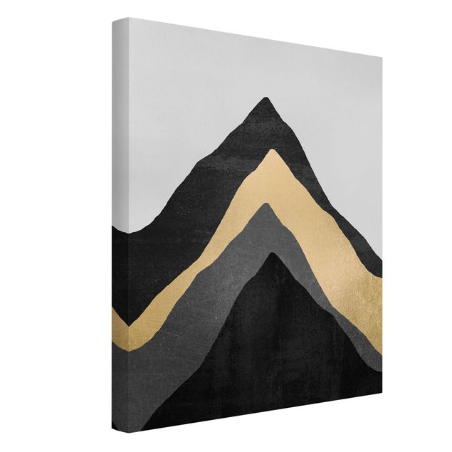 Wandbilder abstrakt Goldener Berg Schwarz Weiß