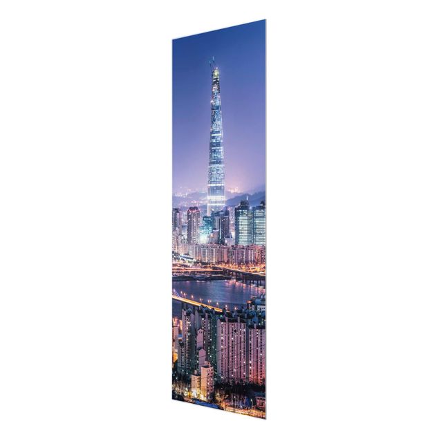 Glasbild - Lotte World Tower bei Nacht - Panel
