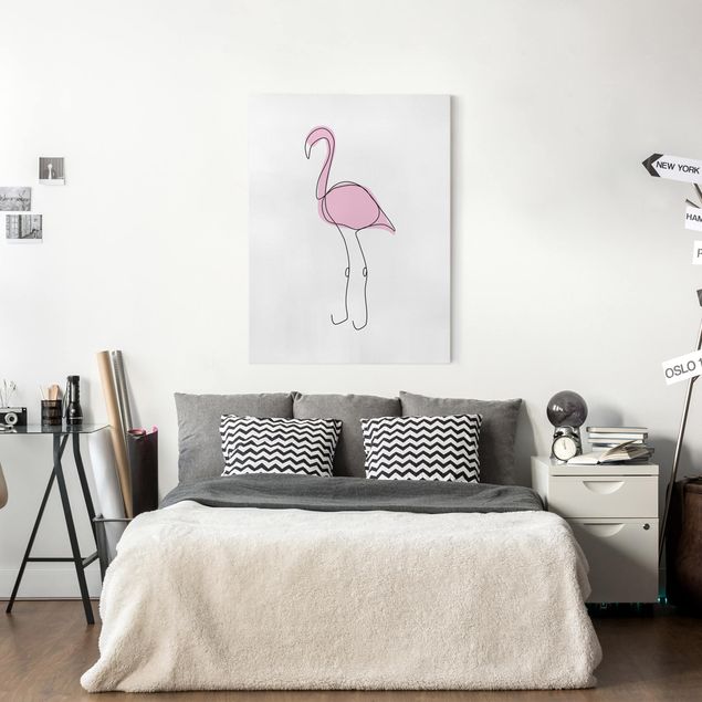 Leinwand Vogel Flamingo Line Art