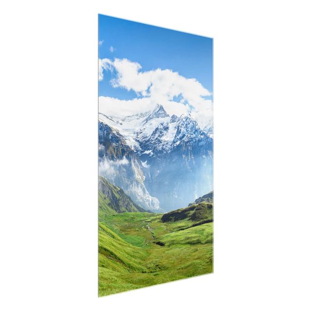 Glasbild - Schweizer Alpenpanorama - Hochformat 2:3