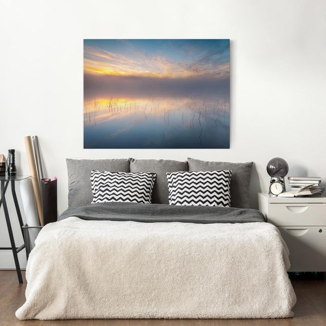 Leinwandbilder Landschaft Sonnenaufgang schwedischer See