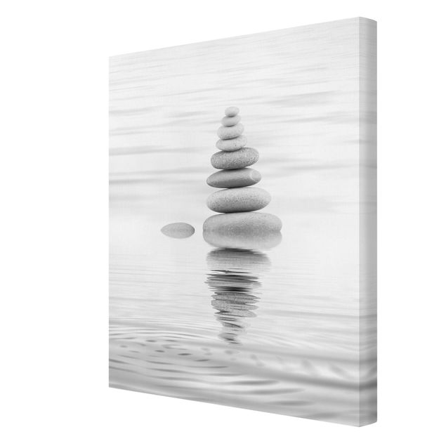 Leinwandbilder Steinturm im Wasser Schwarz-Weiß