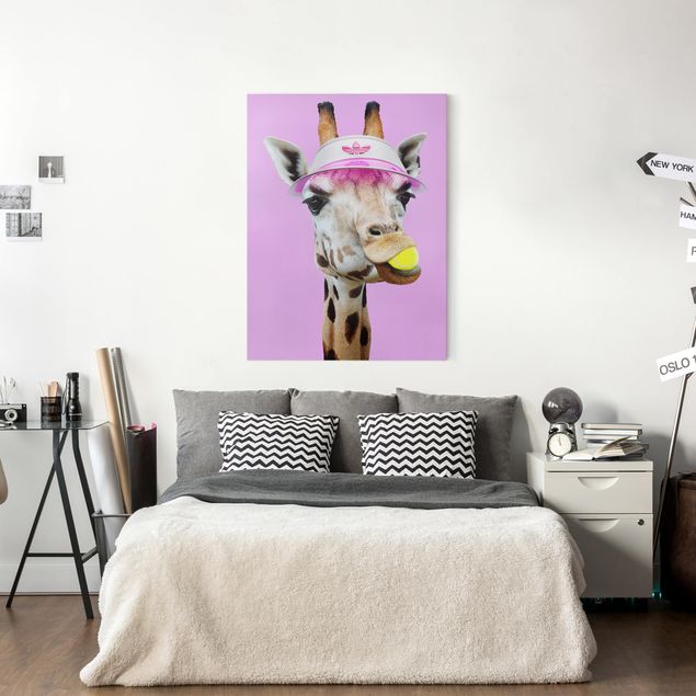 Wandbilder Tiere Giraffe beim Tennis