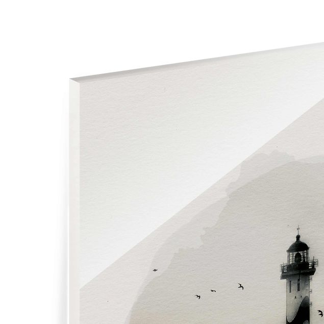 Wandbilder Wasserfarben - Leuchtturm im Nebel