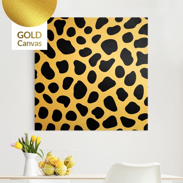Leinwandbild Gold - Geparden Print - Quadrat 1:1