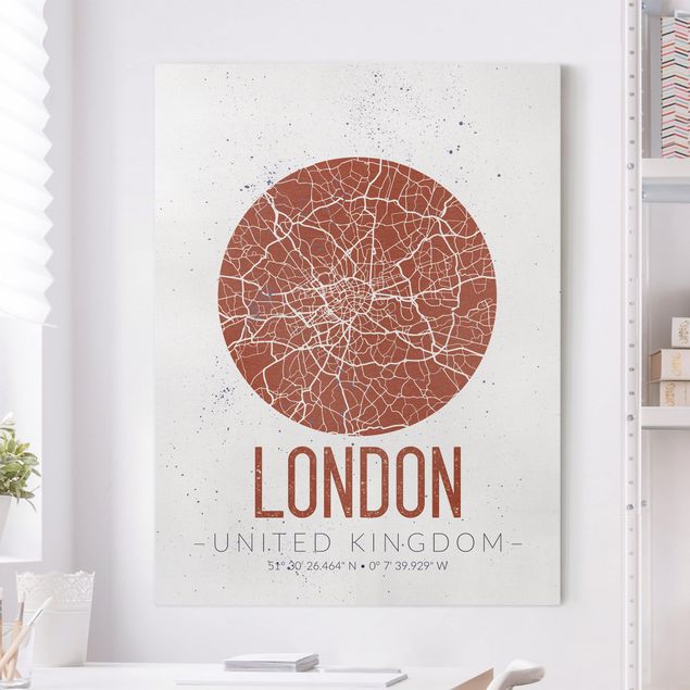 Leinwandbilder XXL Stadtplan London - Retro