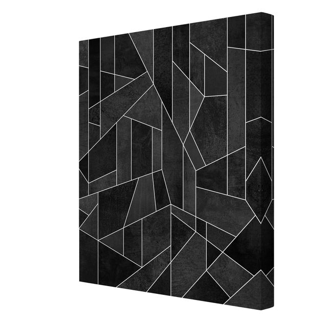 Moderne Leinwandbilder Wohnzimmer Schwarz Weiß Geometrie Aquarell