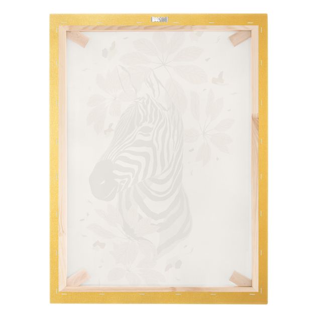Leinwandbild Gold - Safari Tiere - Portrait Zebra - Hochformat 3:4