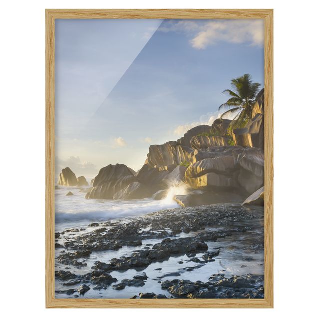Bild mit Rahmen - Sonnenuntergang im Inselparadies - Hochformat 3:4