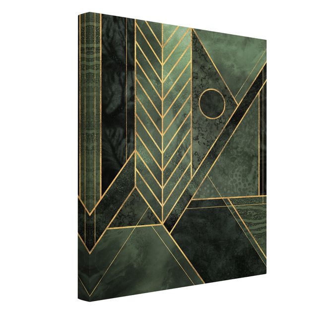 Leinwandbilder abstrakt Geometrische Formen Smaragd Gold