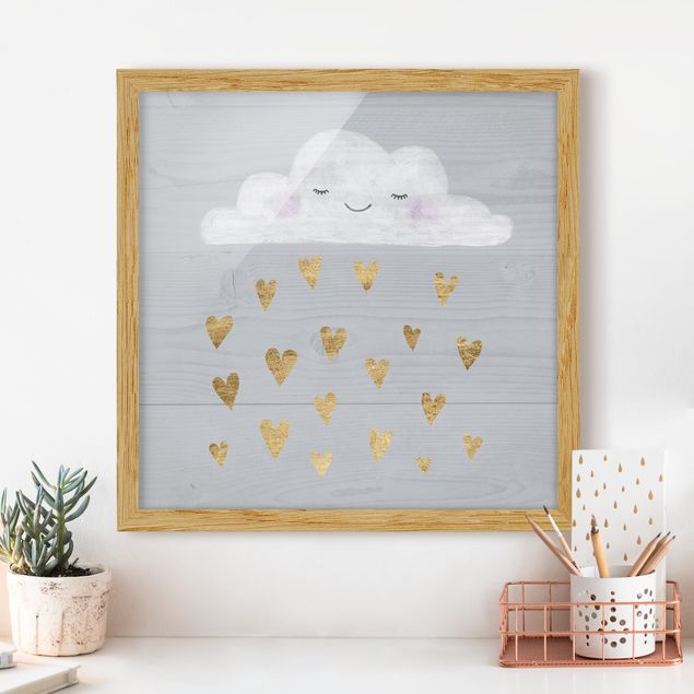 Bilder für die Wand Wolke mit goldenen Herzen