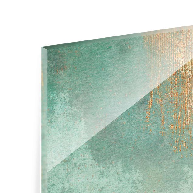 Glasbild - Elisabeth Fredriksson - Pastell Sommer mit Gold - Panel