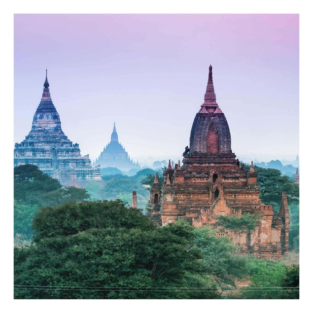 Glasbild - Sakralgebäude in Bagan - Quadrat 1:1