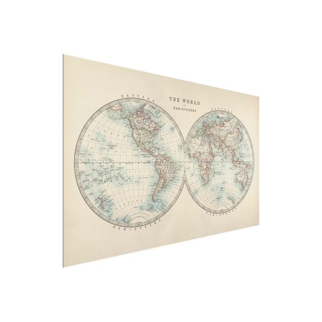 Wandbilder Vintage Weltkarte Die zwei Hemispheren