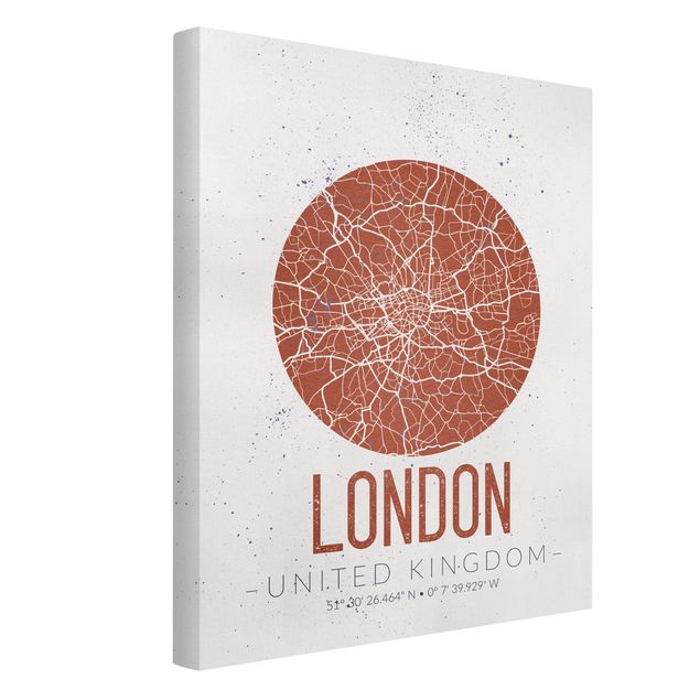Wandbild Weltkarte Stadtplan London - Retro