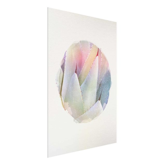 Glasbild Natur Wasserfarben - Agavenblätter
