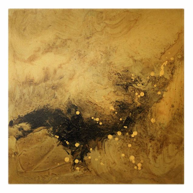 Leinwandbild Gold - Goldener Treibsand I - Quadrat 1:1