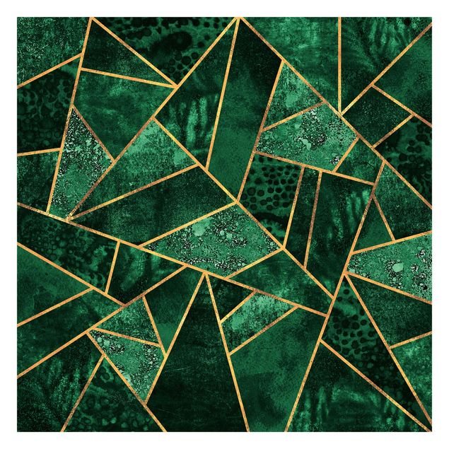 Fototapete abstrakt Dunkler Smaragd mit Gold