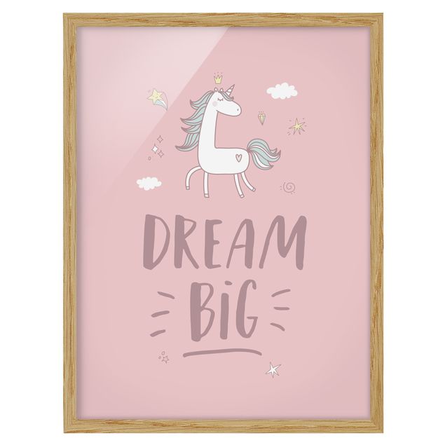 Wandbilder Dream big Unicorn