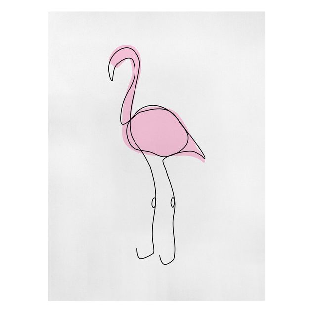 Leinwandbild Kunstdruck Flamingo Line Art