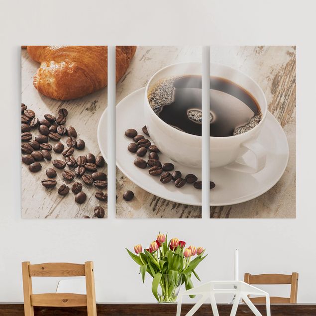 Wandbilder XXL Dampfende Kaffeetasse mit Kaffeebohnen