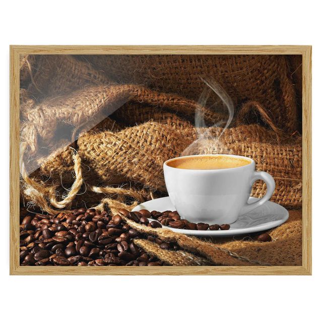 Bild mit Rahmen - Kaffee am Morgen - Querformat 3:4