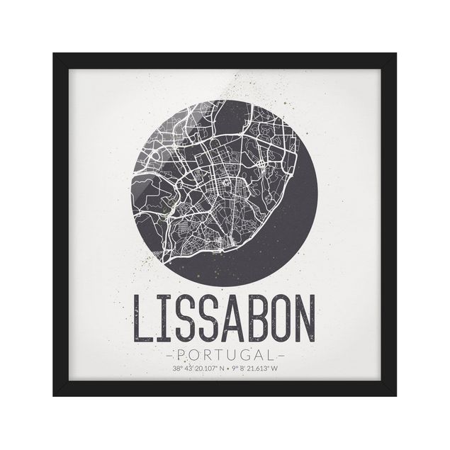 Bilder für die Wand Stadtplan Lissabon - Retro