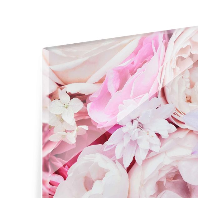 Glasbilder Shabby Rosen mit Glockenblumen