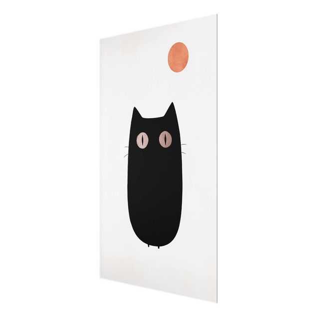 Glasbilder Schwarze Katze Illustration