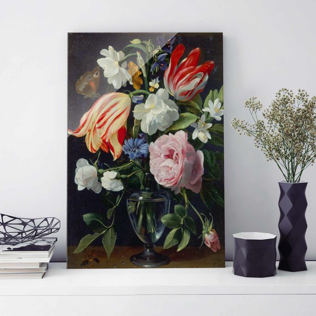 Glasbild - Daniel Seghers - Vase mit Blumen - Hochformat 3:2