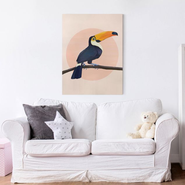 Leinwandbilder Vögel Illustration Vogel Tukan Malerei Pastell
