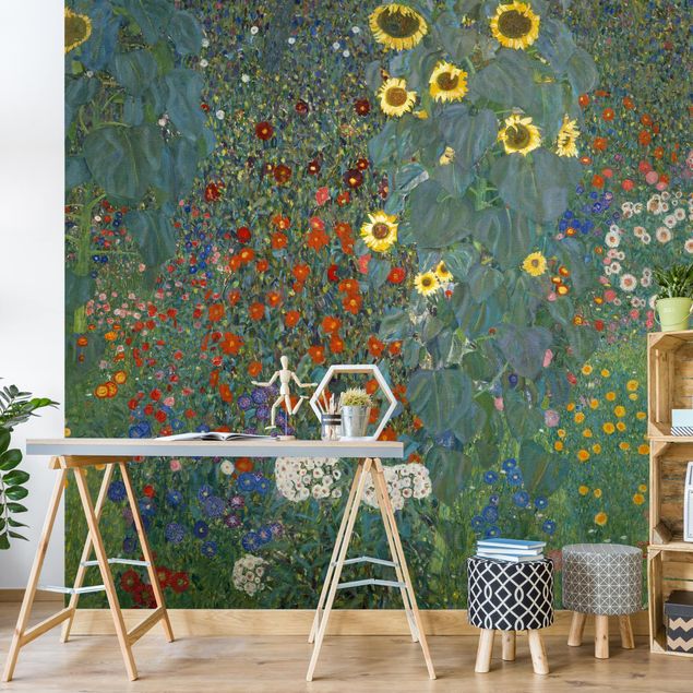 Wellness Tapete Gustav Klimt - Garten Sonnenblumen