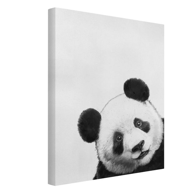Leinwandbilder Schwarz-Weiß Illustration Panda Schwarz Weiß Malerei