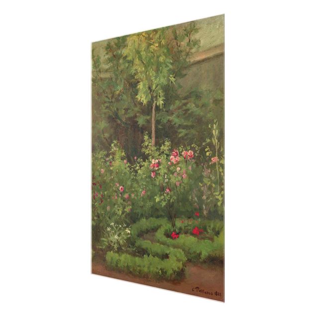 Wandbilder Glas XXL Camille Pissarro - Ein Rosengarten